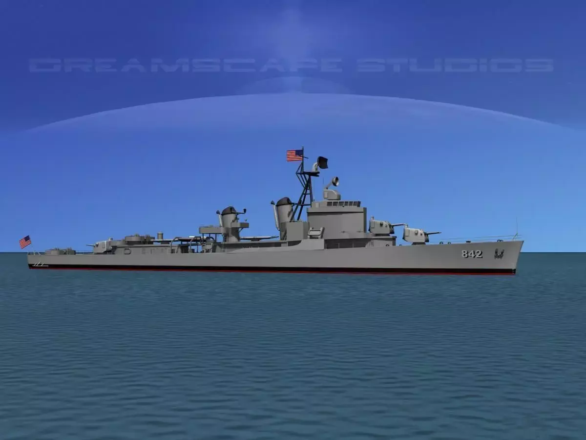 Gearing Class Destroyer DDR-842 USS Fiske 3D model
