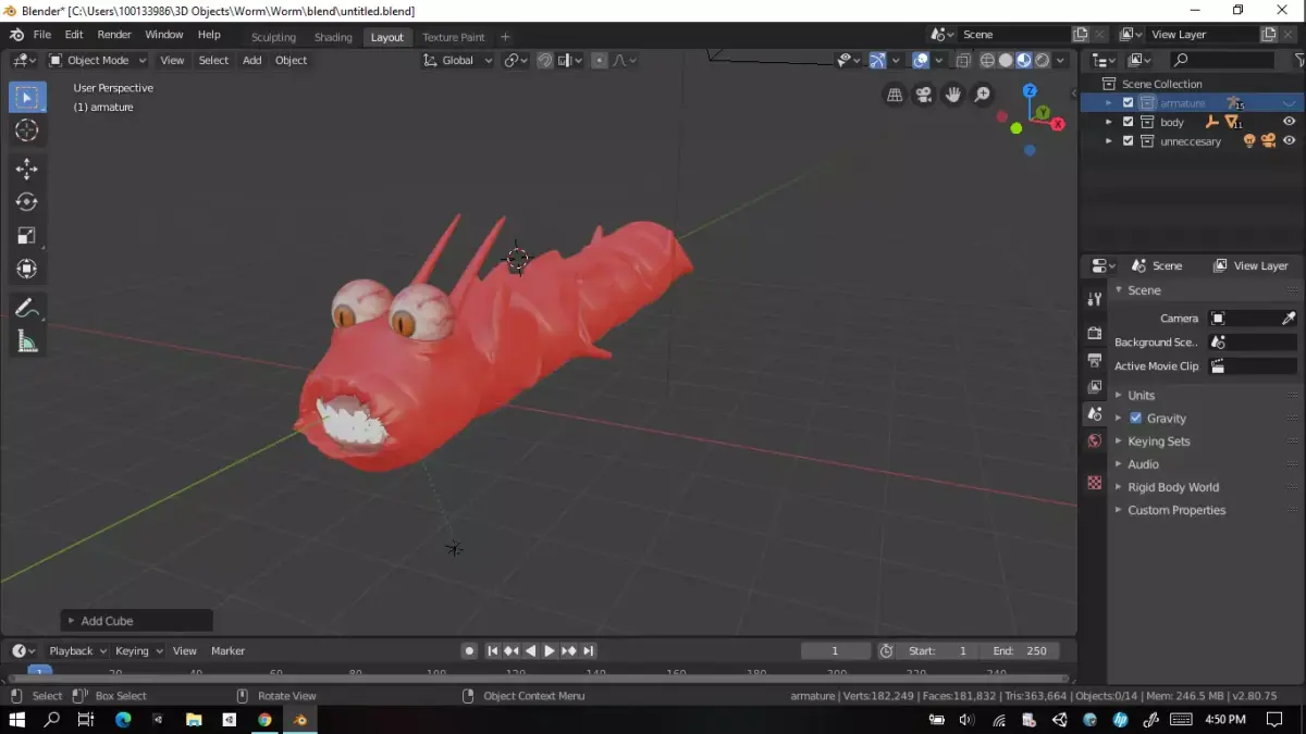 Worm free Free low-poly 3D model