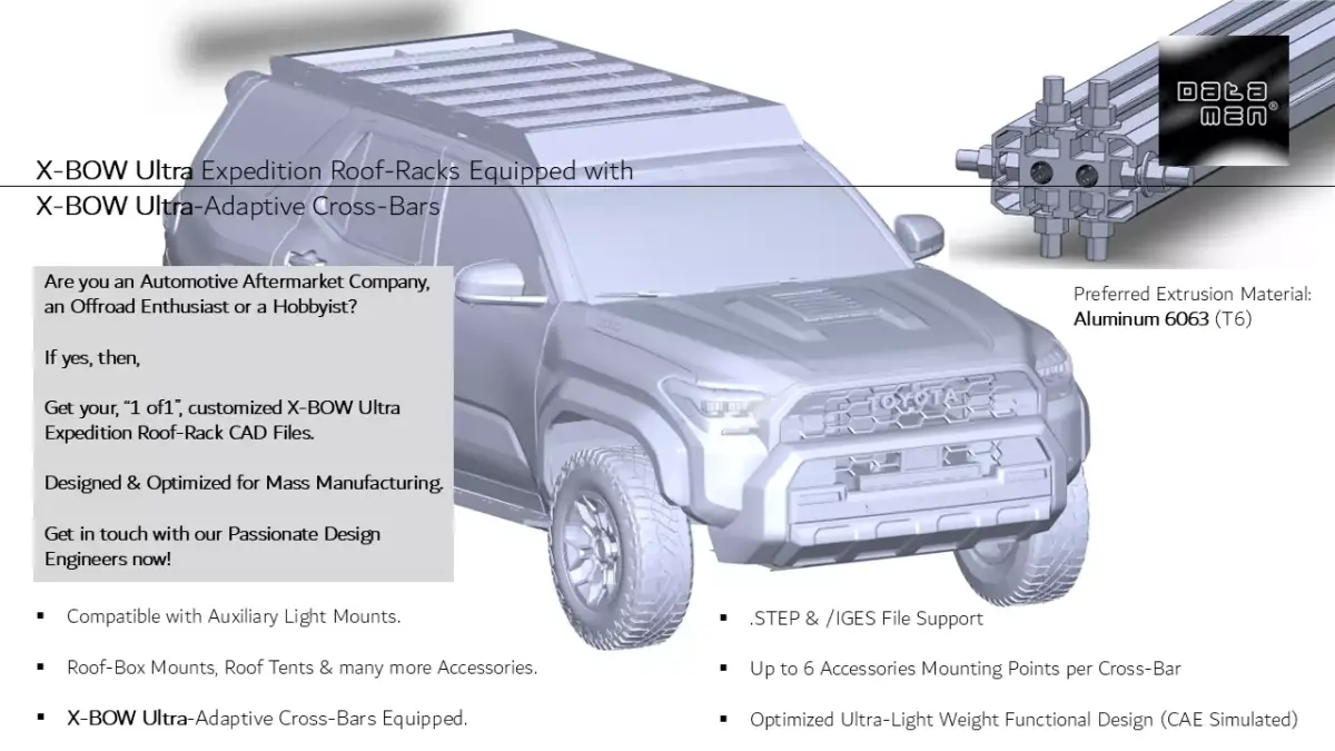 2025 TOYOTA 4Runner Roof Rack datamen X-BOW Ultra Cross Bars 3D model