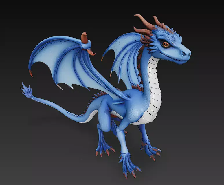 Dragon Blue Realistic 3D Model Basic - Low Poly Realistic Low-poly 3D model purchase