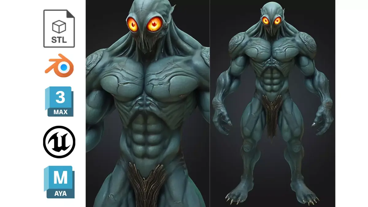 Alien Humanoid Creature Low-poly 3D model