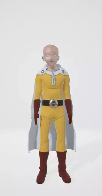 Saitama dumb face 3d Model - One Punch Man Low-poly 3D model
