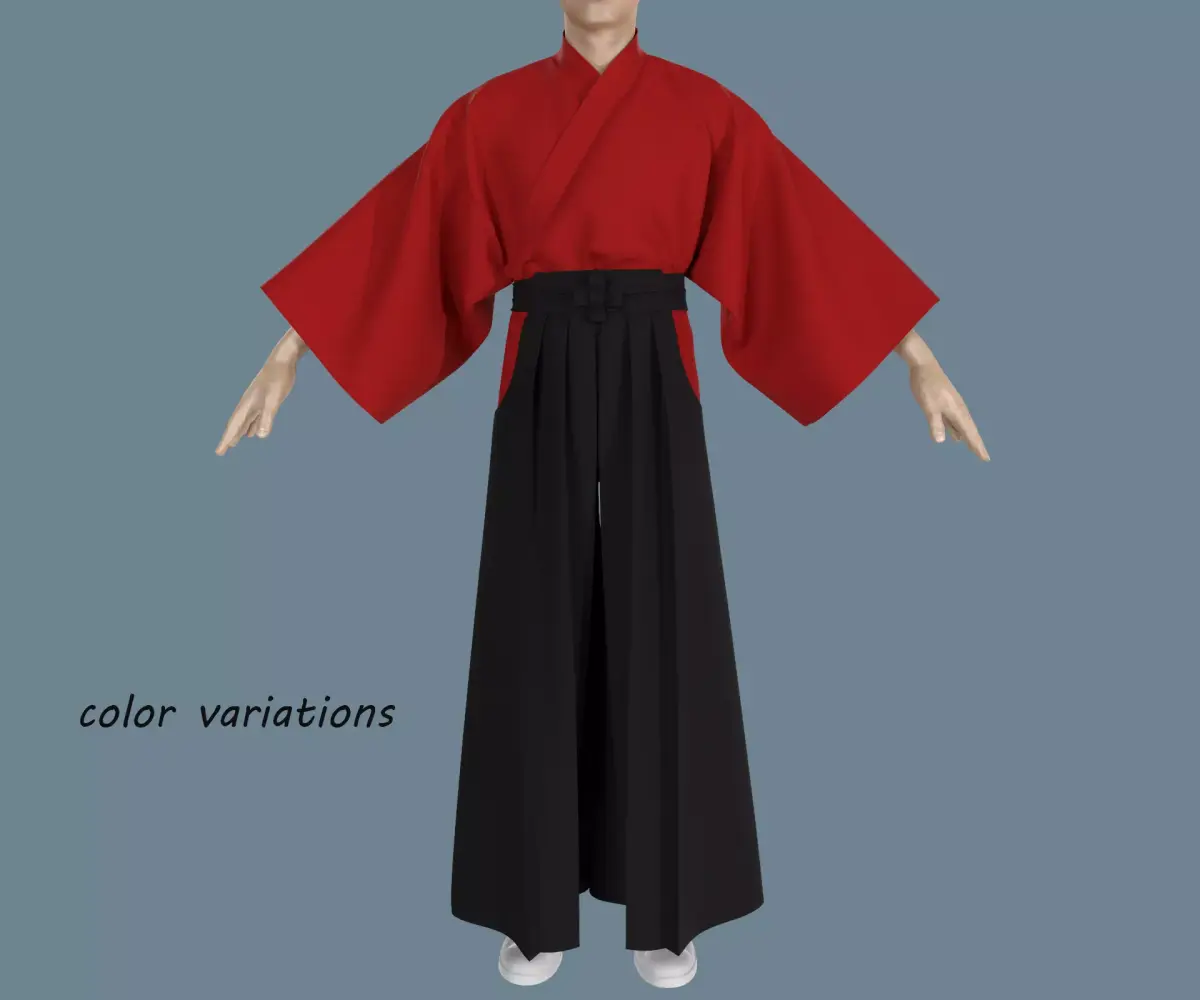 Samurai hakama Low-poly 3D model