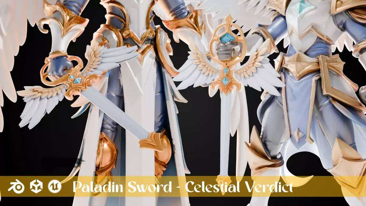 Stylized Sword - Paladin Sword Celestial Verdict - Game Ready 3D model