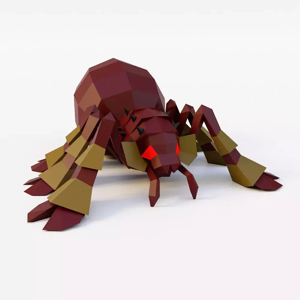 Spider 3d model polygonal with eyes Low-poly 3D model