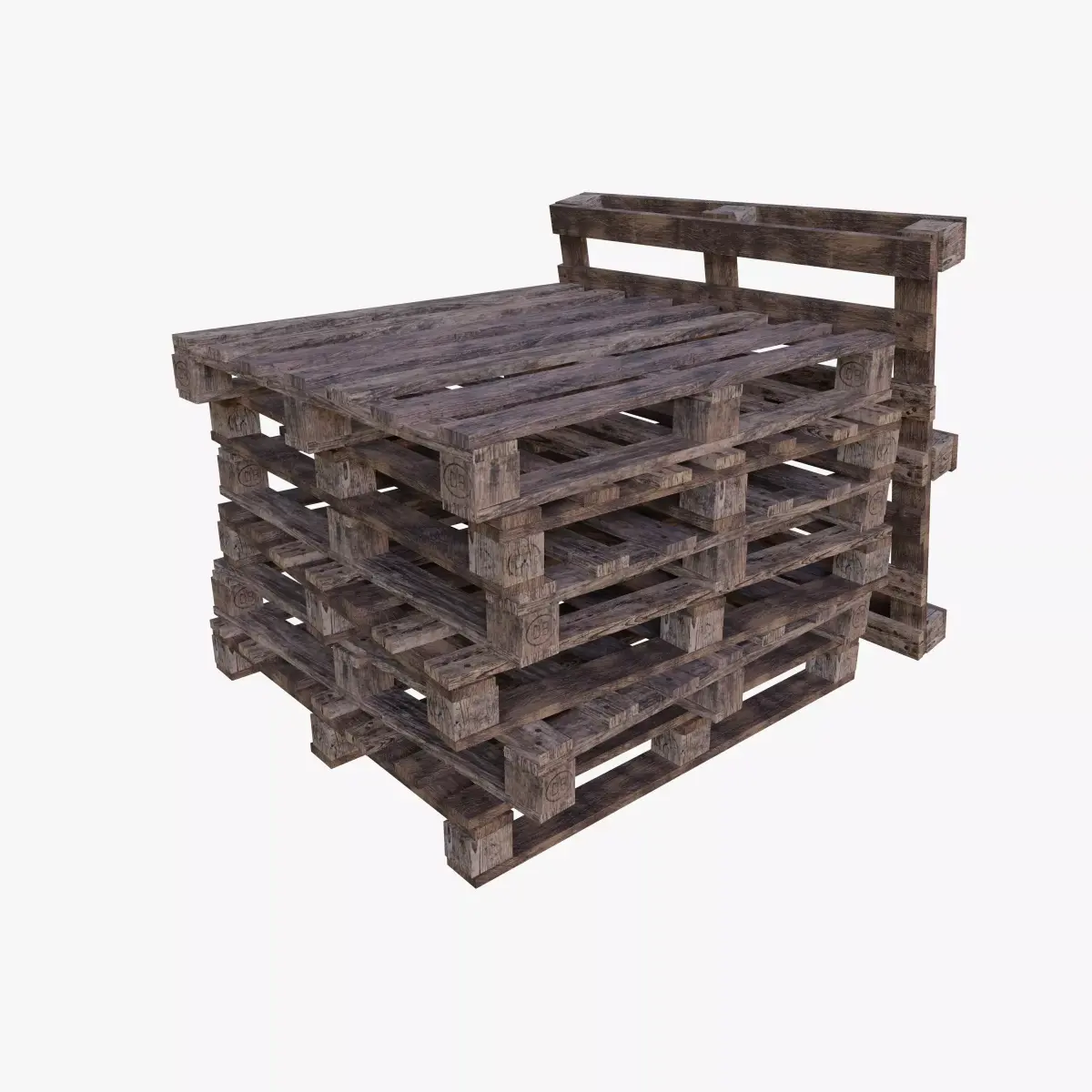 Stack of Pallets Low-poly 3D model