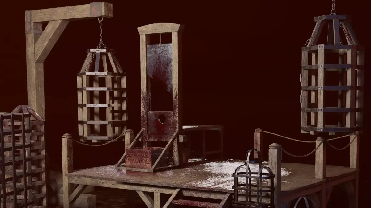 Inqusition guillotine with blood 3D Model Pack