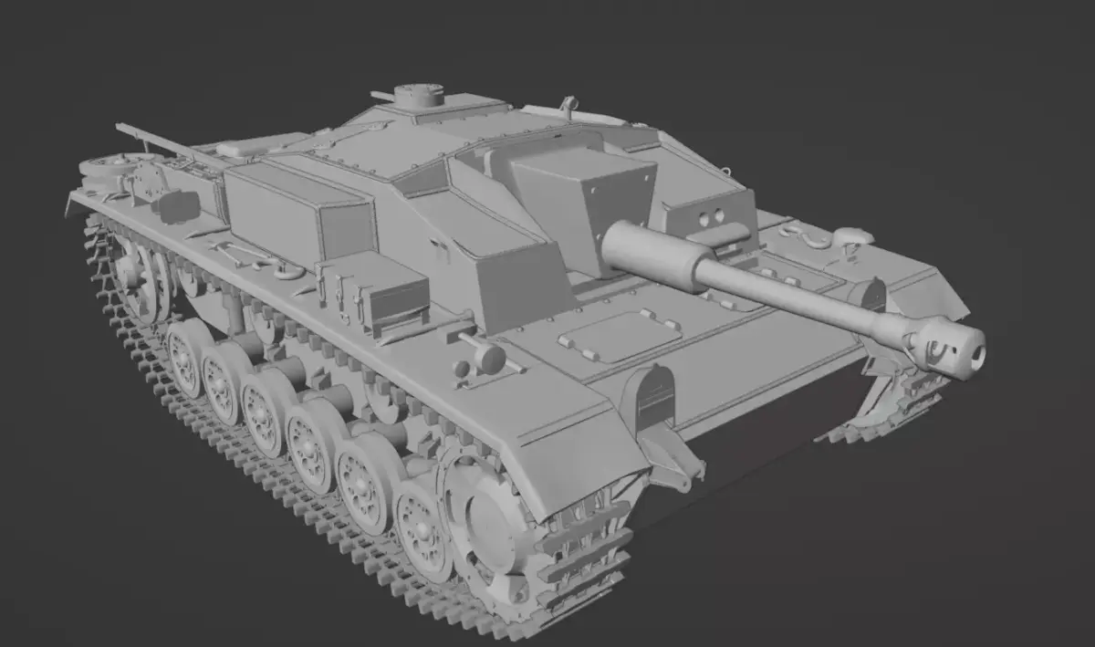 H0 1-87 scale WW2 StuG III Ausf F 3D print model
