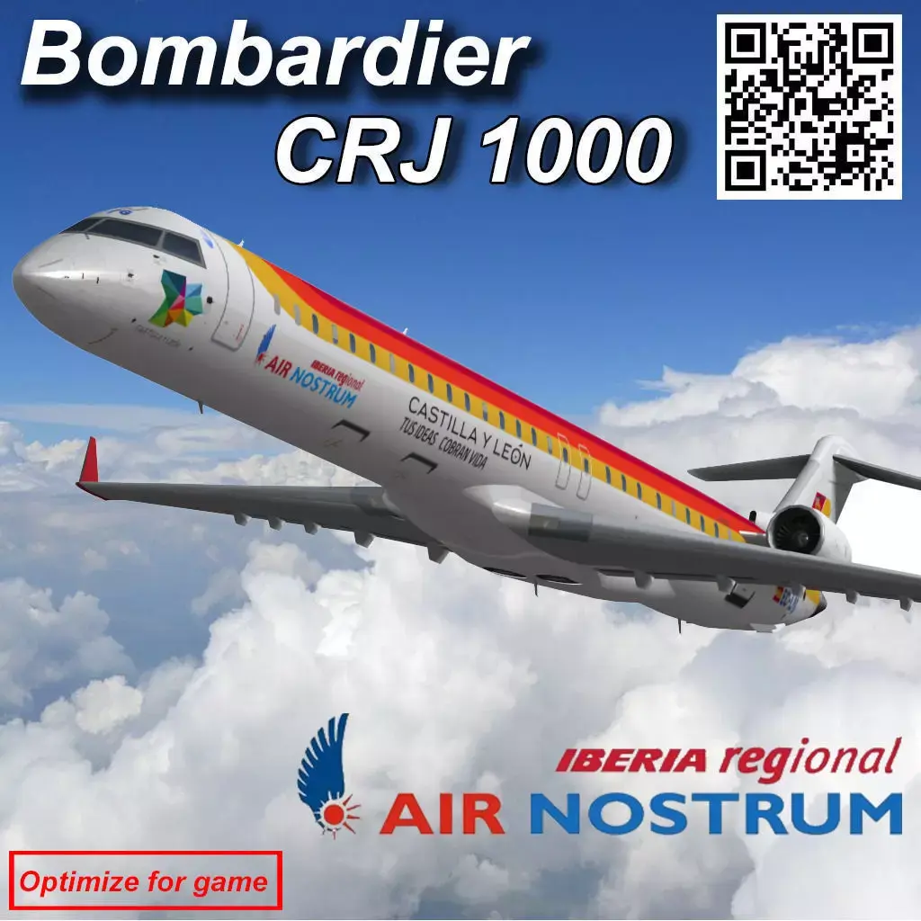 Bombardier CRJ 1000 Air Nostrum Low-poly 3D model