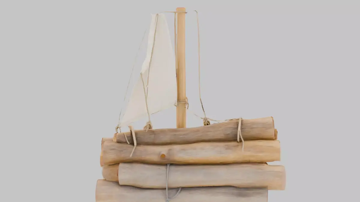 Small Log Raft 3D Model Low-poly 3D model