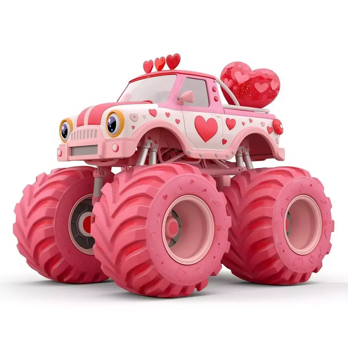 Stylized 3D Valentine Monster Truck Model Low-poly 3D model
