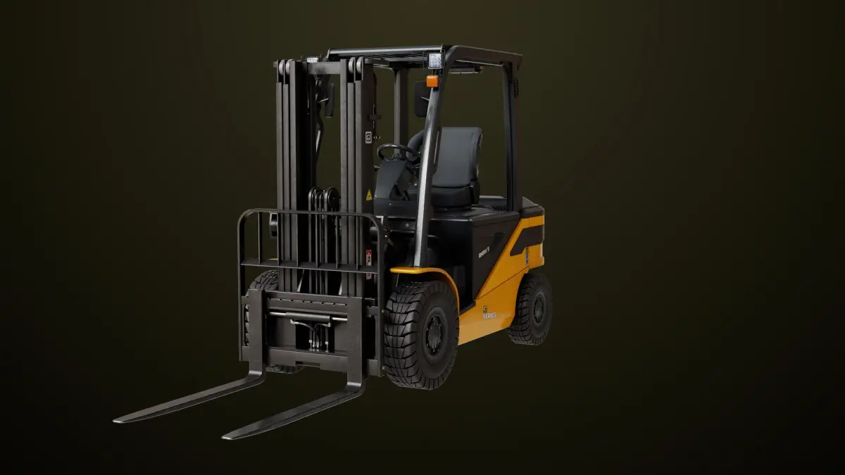 Forklift Truck03 Yellow All PBR Unity UE Textures 3D model