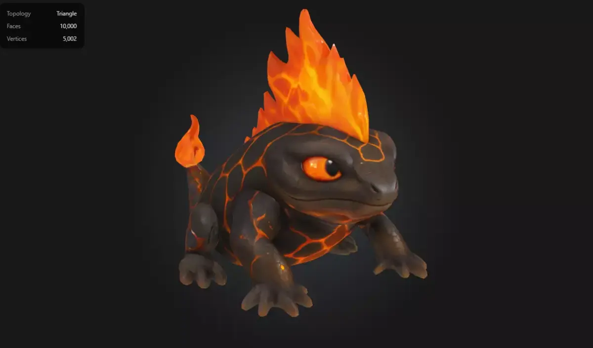 Lava Salamander Stylized Fire Lizard Creature Low-poly 3D model