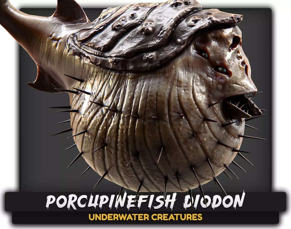 Fish low poly model - Porcupinefish Diodon lowpoly - 6 Low-poly 3D model