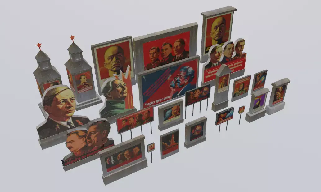 Soviet Sci-Fi Propaganda pack Low-poly 3D model