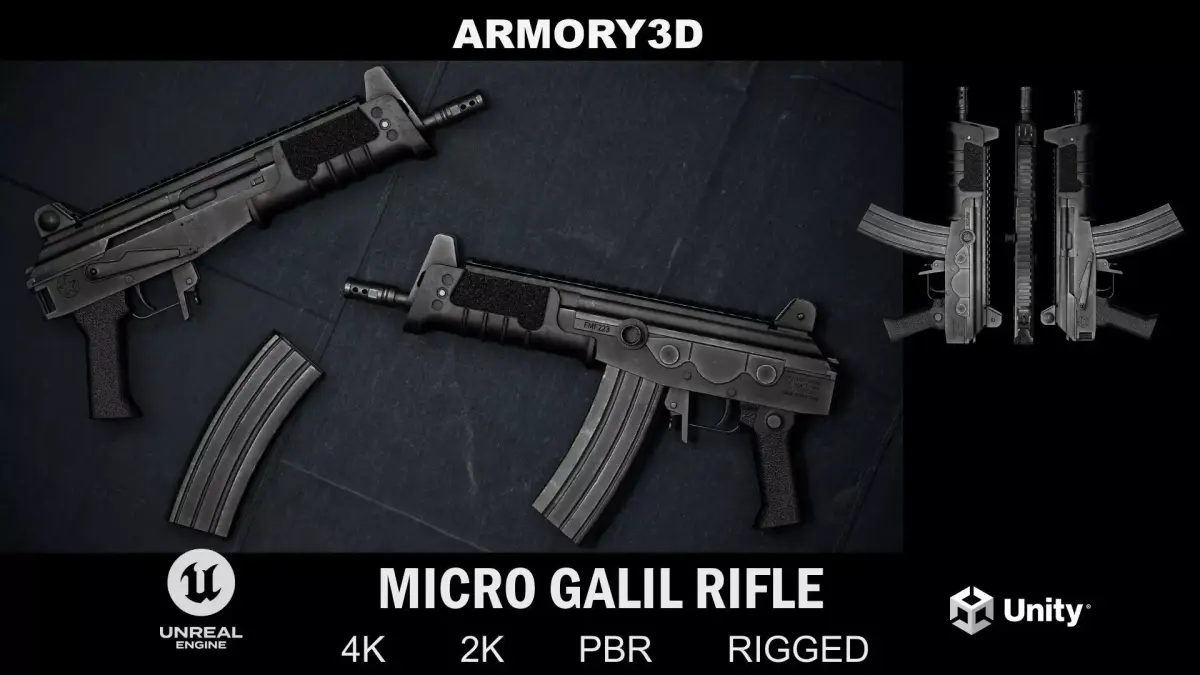 GAME READY MICRO GALIL RIFLE Low-poly 3D model
