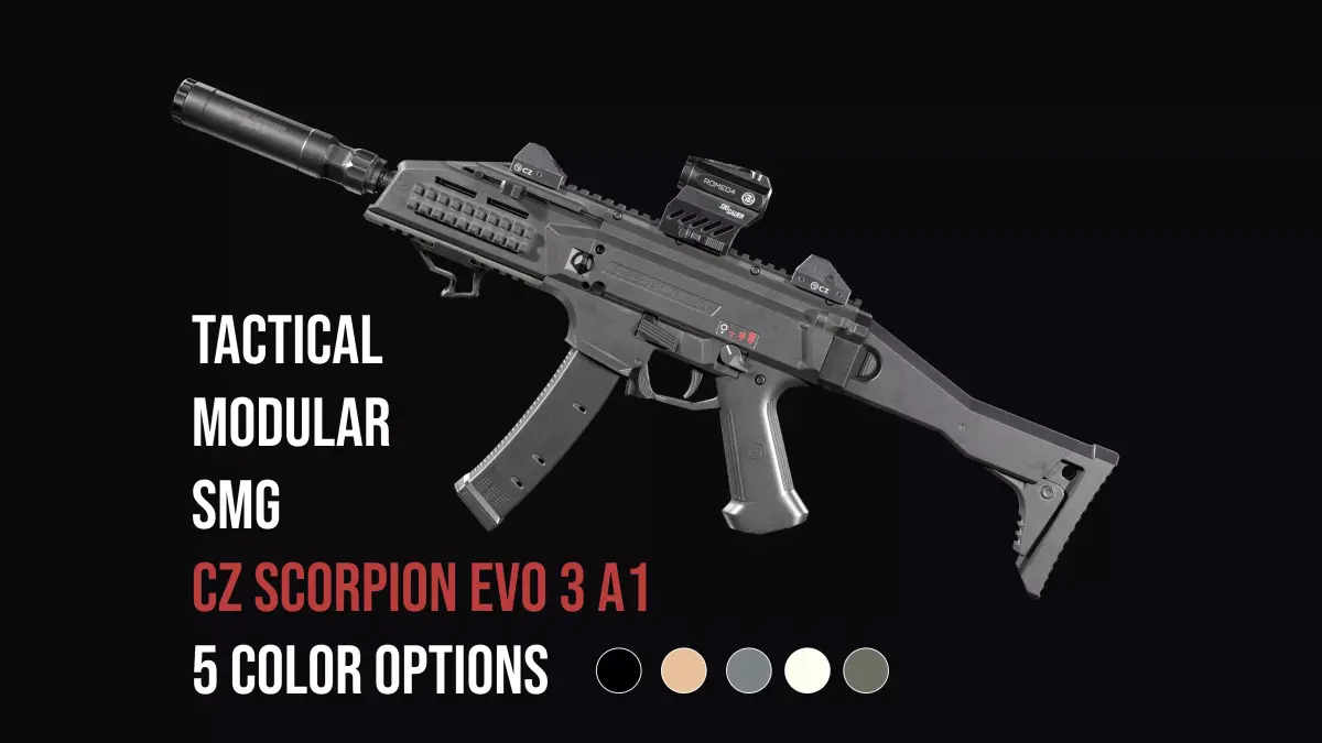 Tactical Modular SMG CZ Scorpion EVO 3 A1 Low-poly 3D model