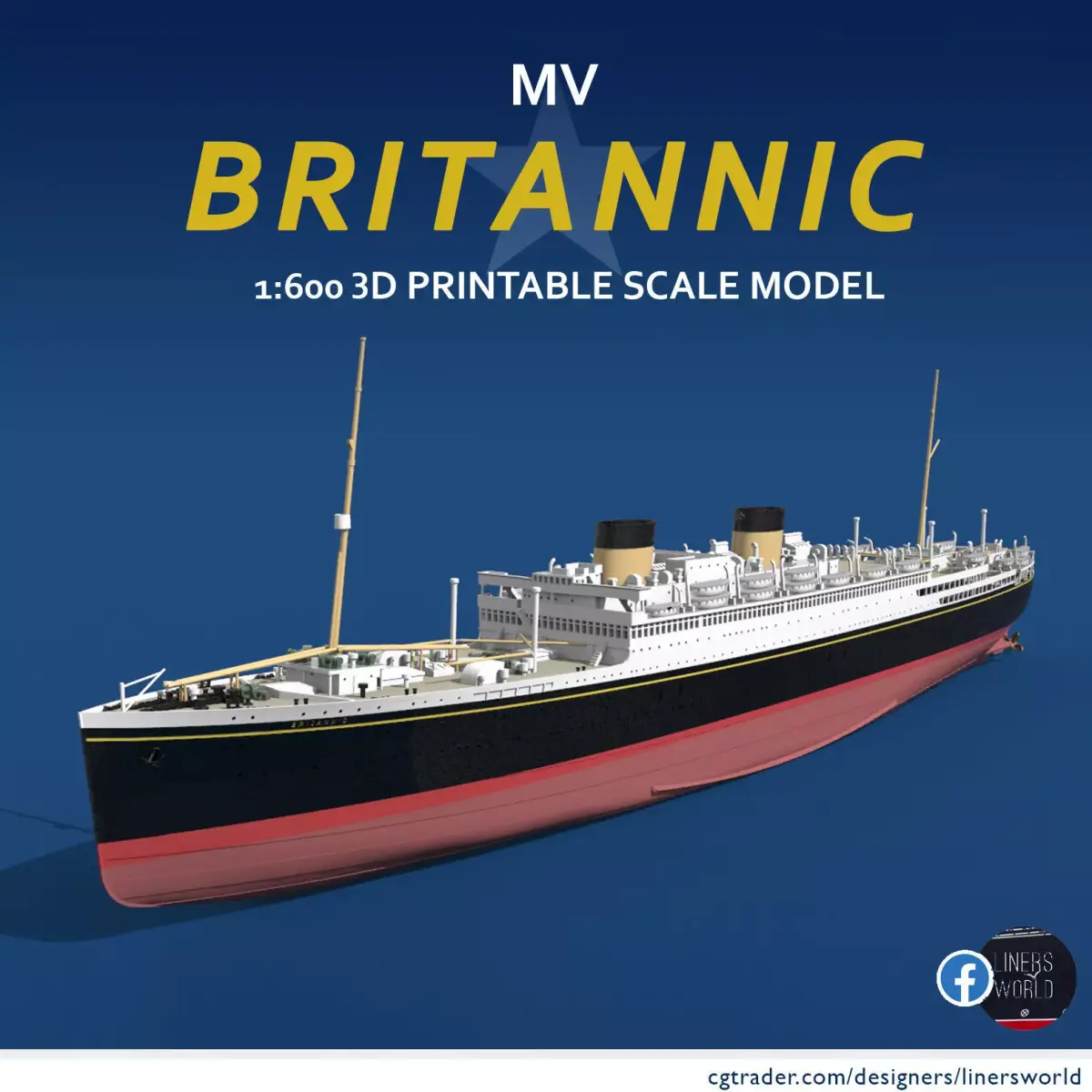 MV BRITANNIC 1930 last White Star liner in service 1-600 version 3D print model
