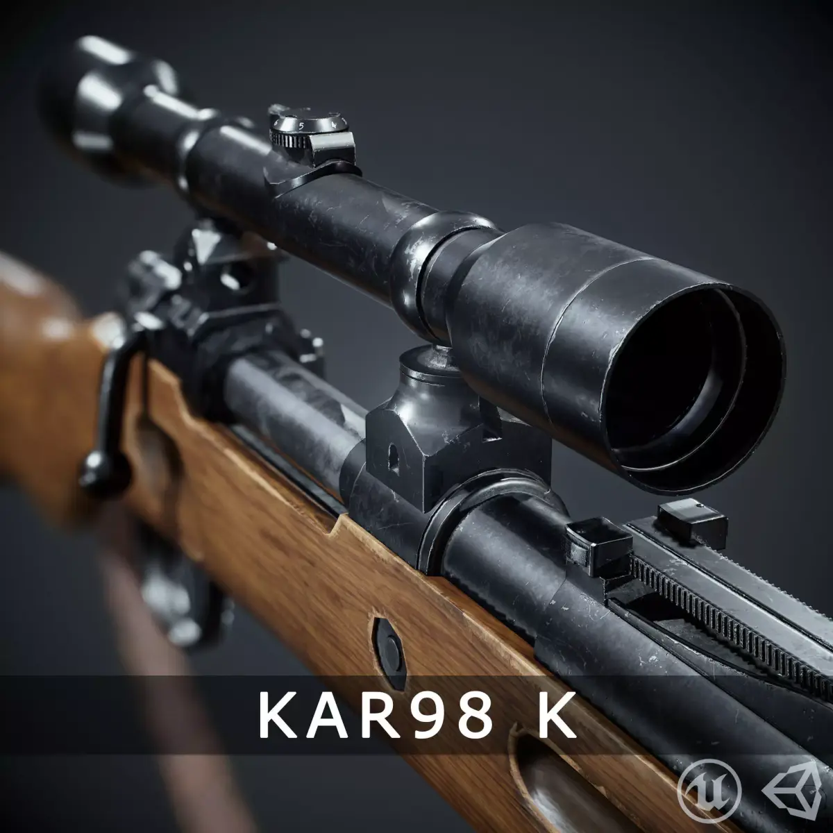 PBR Kar98 k Sniper Rifle Low-poly 3D model Low-poly 3D model