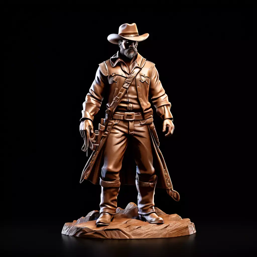Realistic Wild West Cowboy Figure Low-poly 3D model