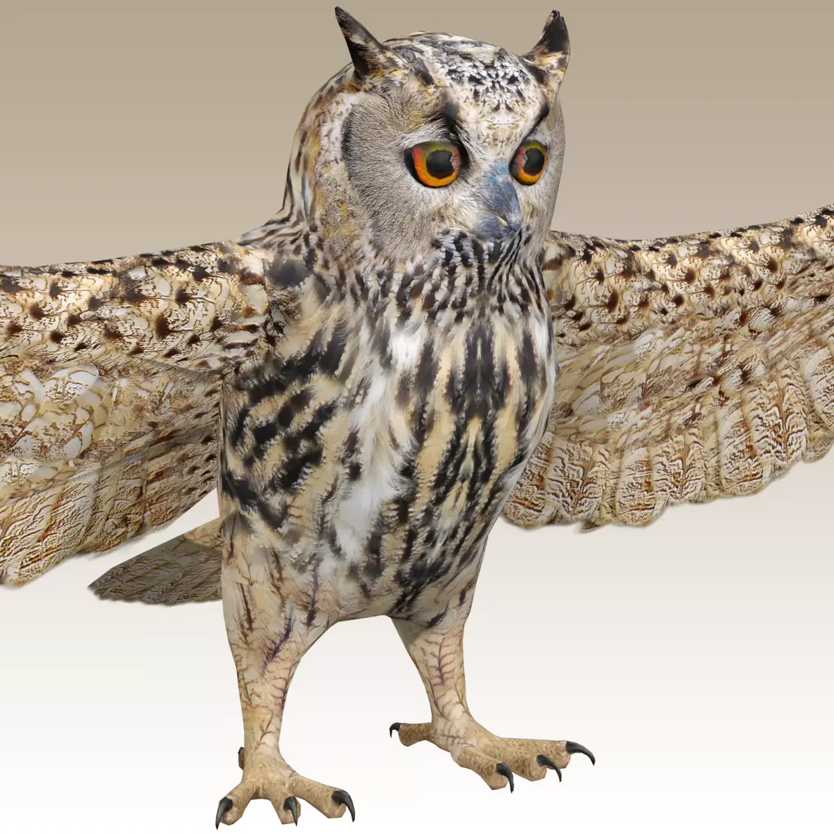 Great Horned Owl  Low-poly 3D model