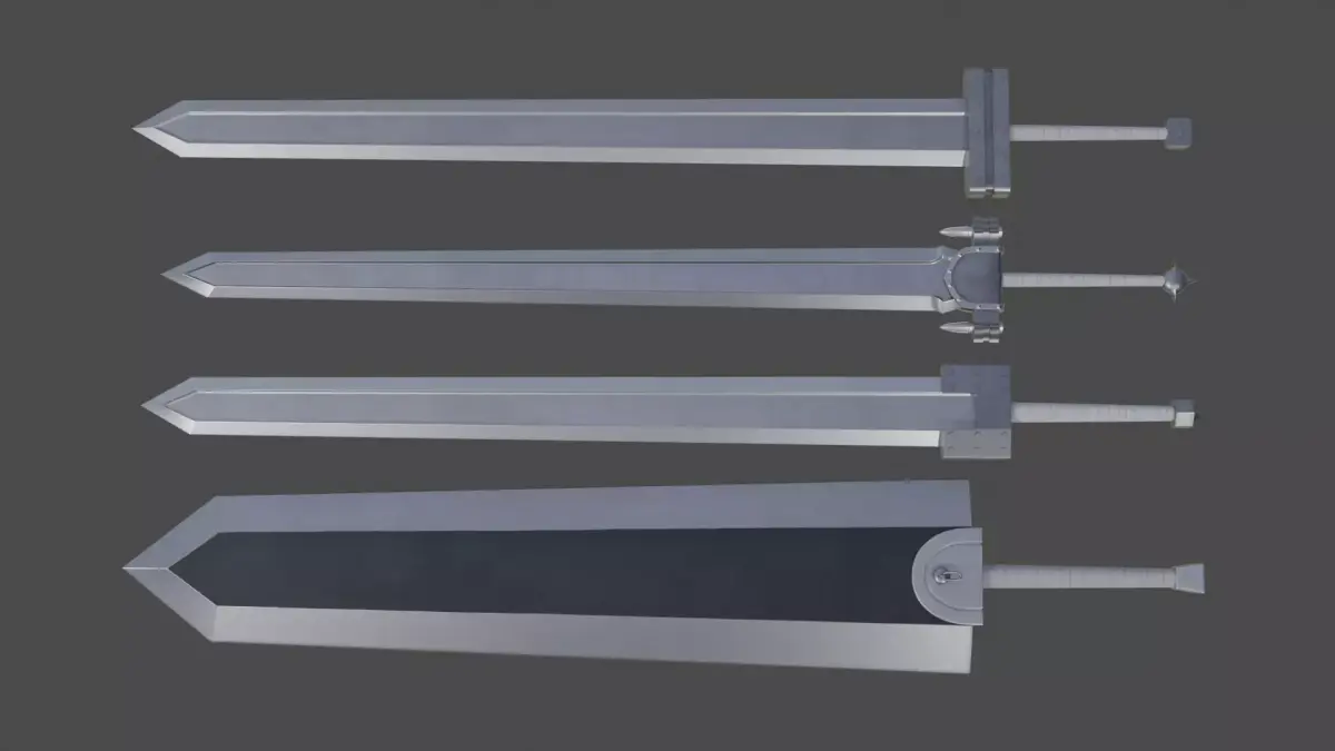 Guts swords from Berserk Low-poly 3D model