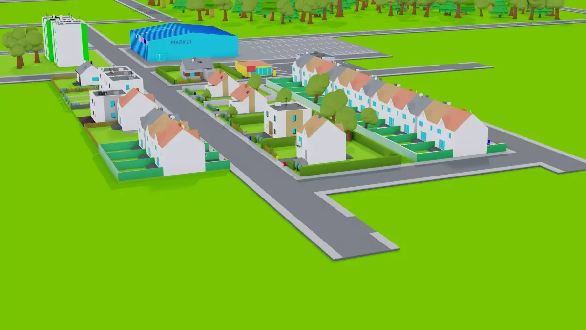 modular low poly city Low-poly 3D model