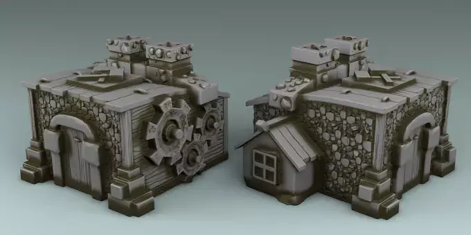 set street two stone urns on table 3D print model
