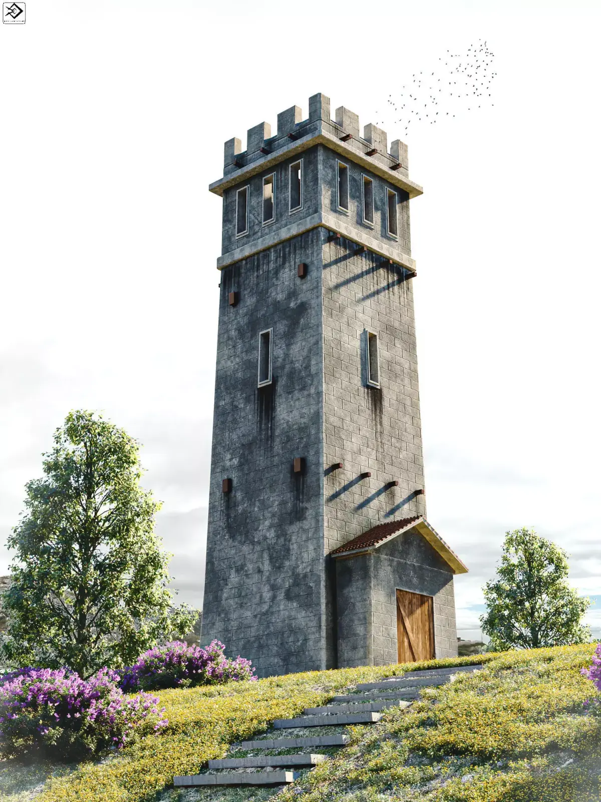 Watching Tower Low-poly 3D model
