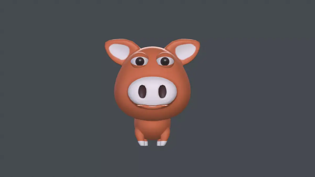 Pig animal cartoon model Low-poly 3D model
