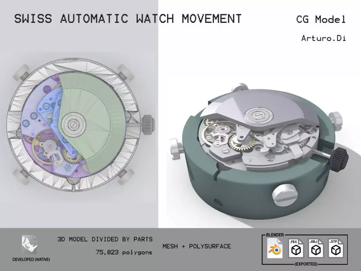 Swiss Automatic Watch Movement 3D model