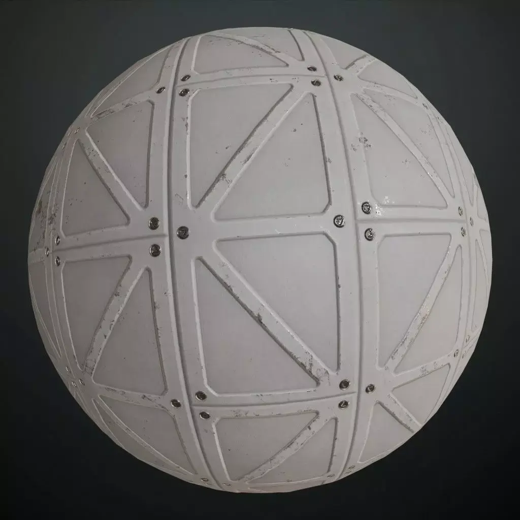 Triangular Sci-Fi White Metal Plate PBR Seamless Texture