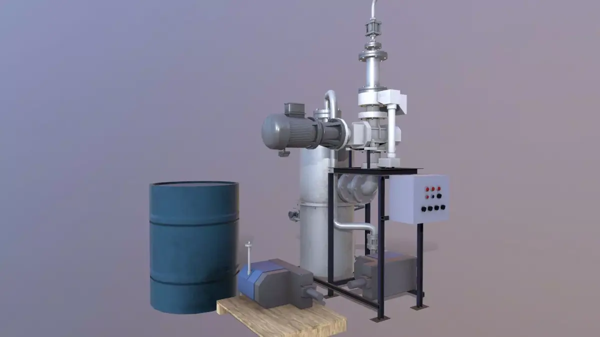 Pump and Tank Low-poly 3D model