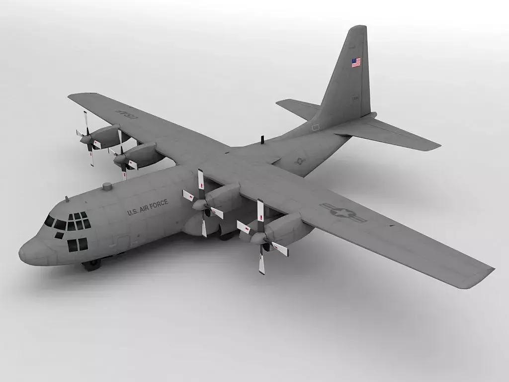 Lockheed C130 Hercules Military Aircraft Low-poly 3D model