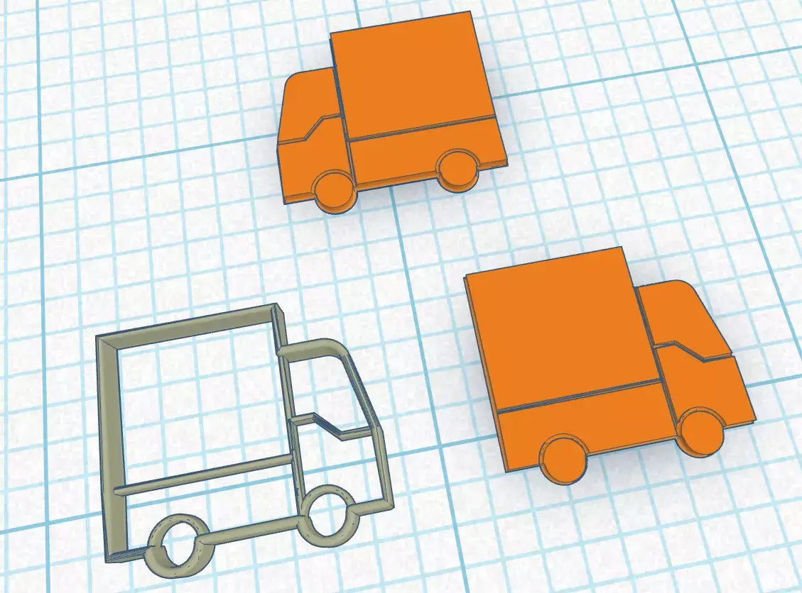 Truck Cookie Cutter double-sided 3D print model