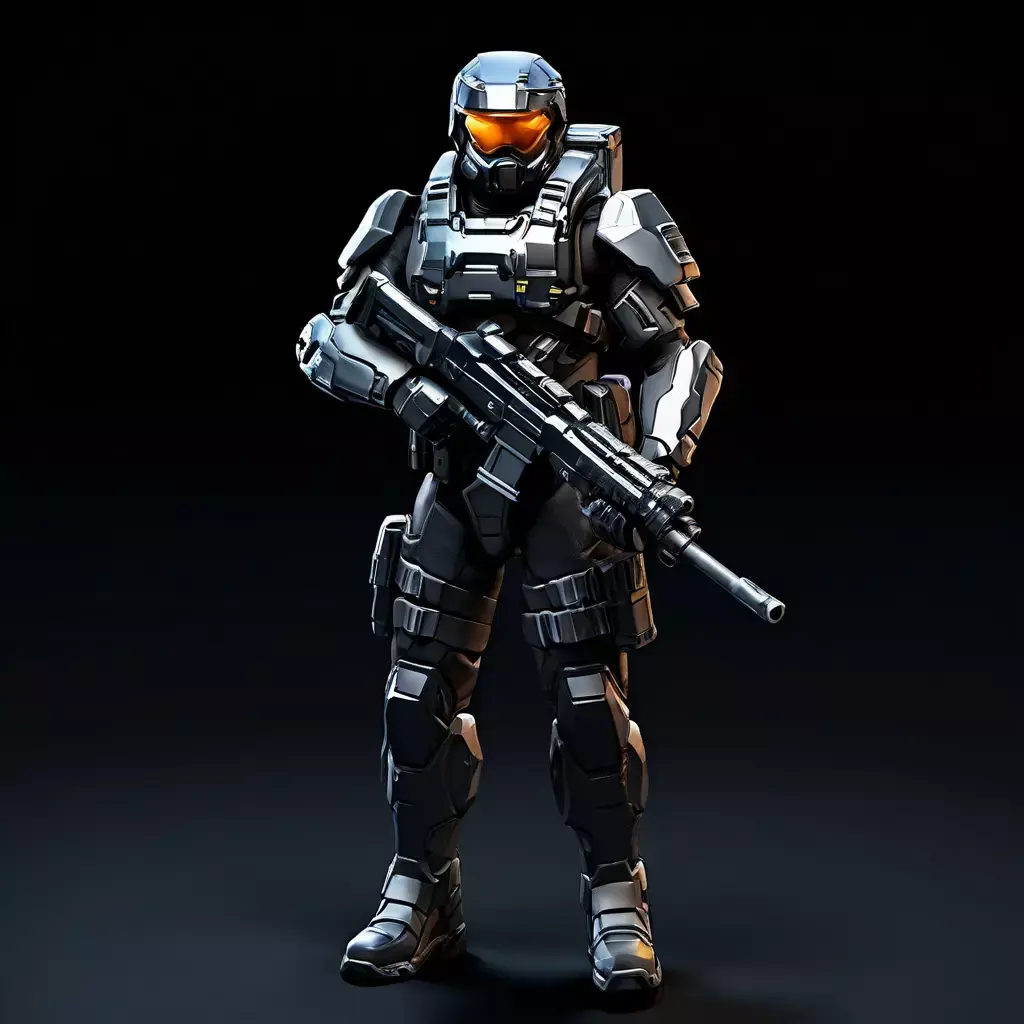 SciFi Futuristic Soldier with Rifle Low-poly 3D model