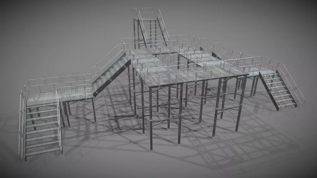 Modular stairs and gantry Low-poly 3D model