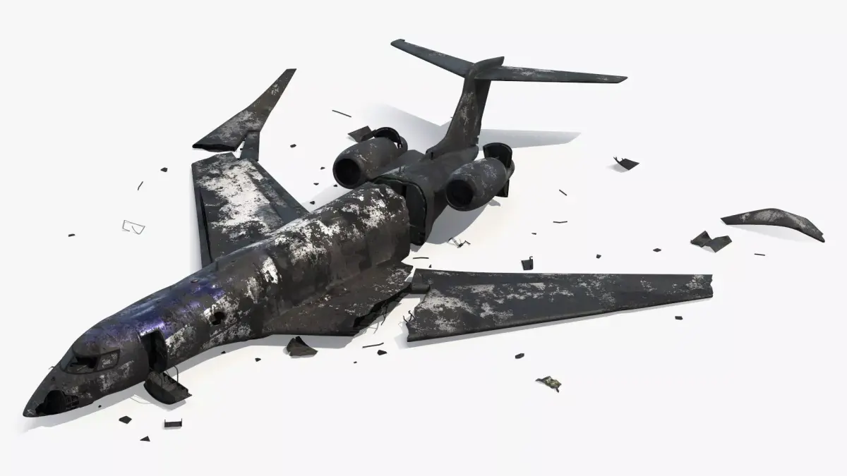 Burnt Jet Plane Debris after Crash 3D model purchase