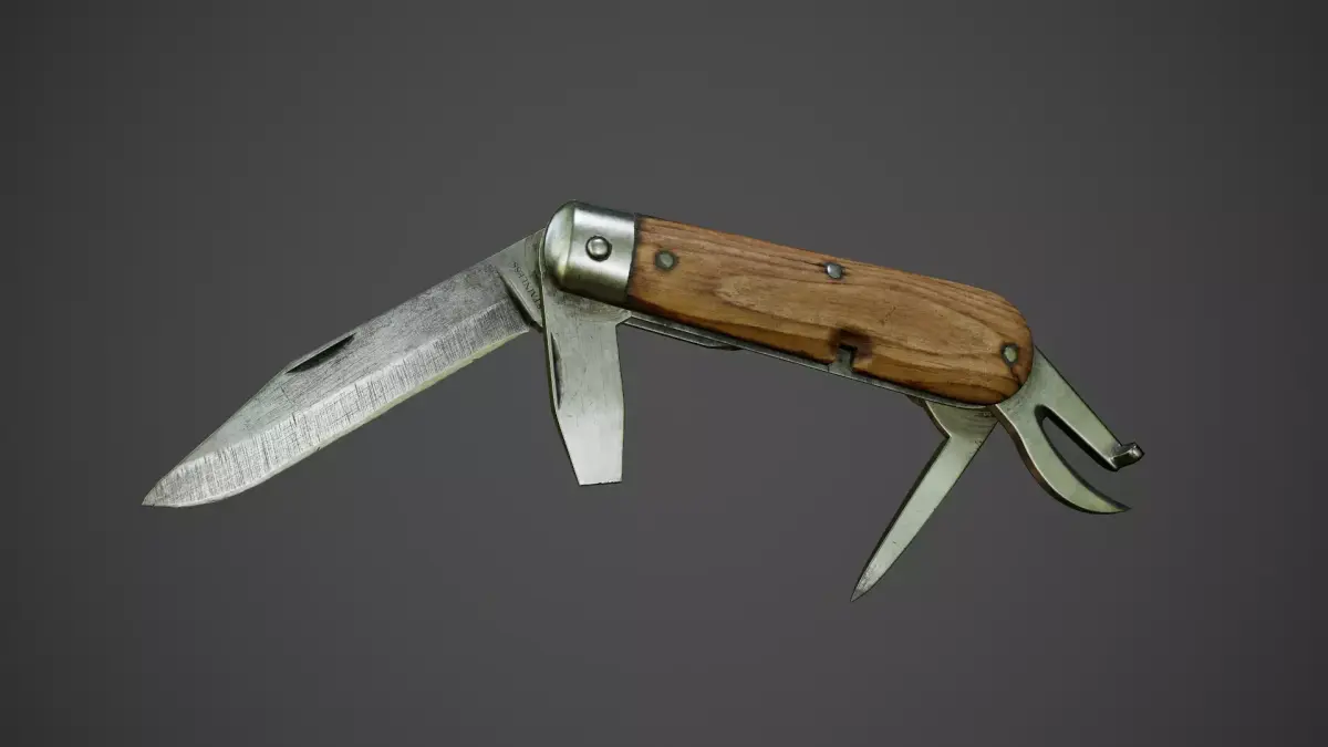 Swiss folding knife Low-poly 3D model