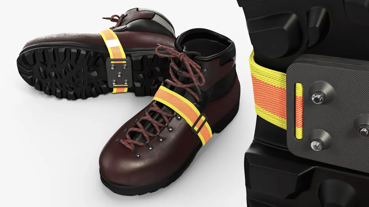 Safety Ice Cleats on Hiking Boots 3D model