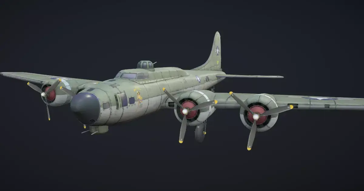 B-17 Hand-Painted Low-poly 3D model