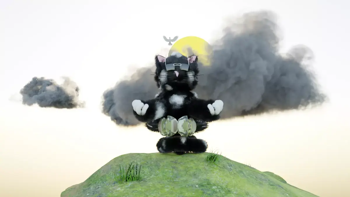 Cat that meditates on the hills 3D model