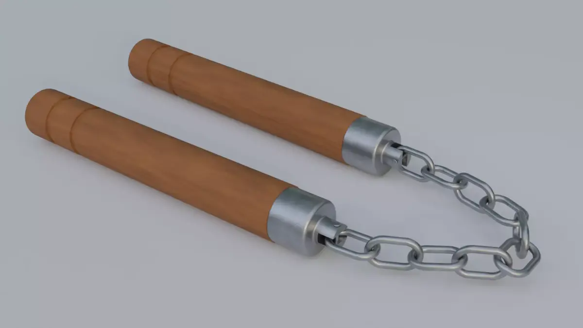 Wooden Nunchucks 3D model