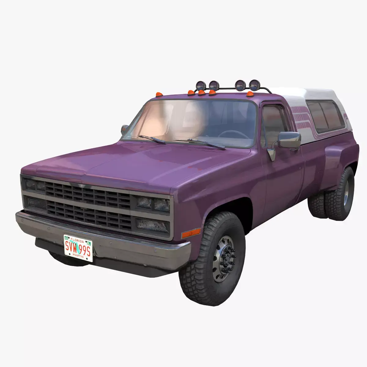 80s Custom pickup truck Low-poly 3D model