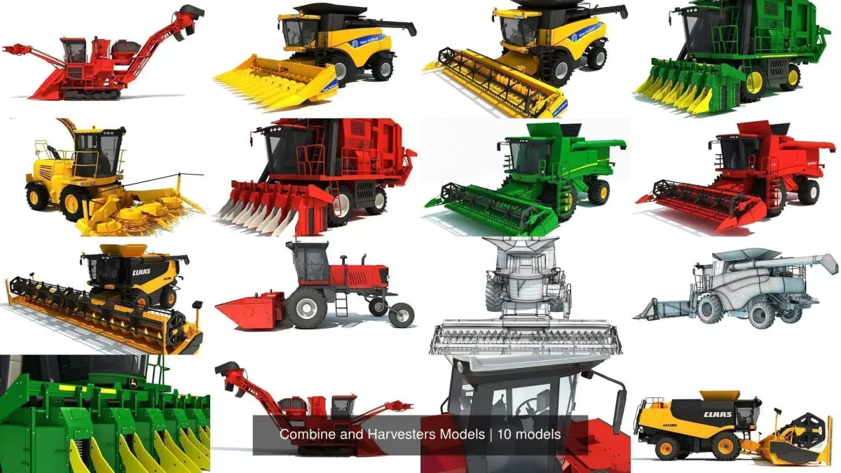 Combine and Harvesters Models 3D Model Pack