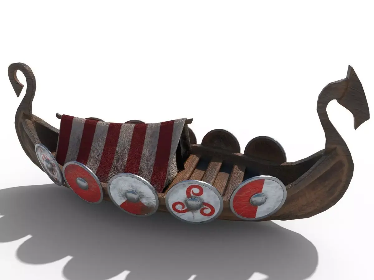 Viking Ship Drakkar PBR Low Poly Low-poly 3D model