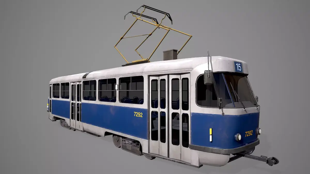 Old Tram  Low-poly 3D model