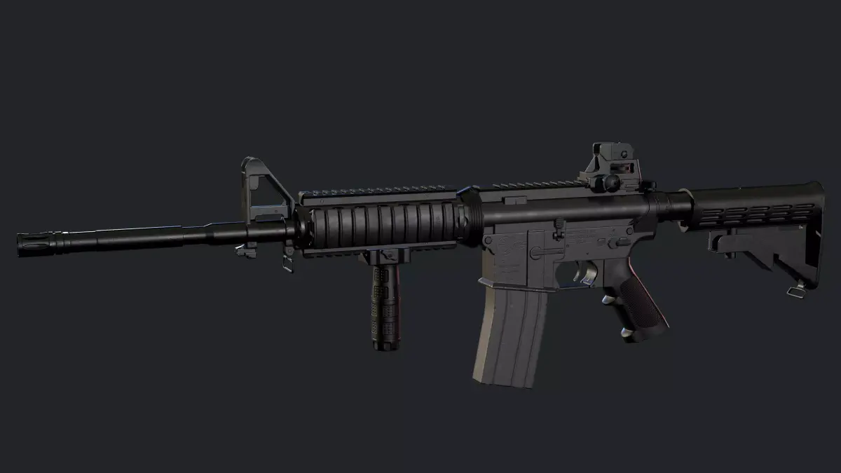 M4A1 Carbine with attachments and red dot Low-poly 3D model