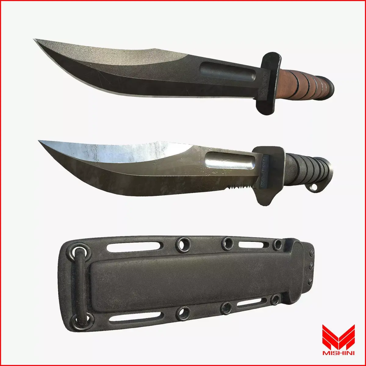 Kabar Knife Pack with Sheath 3D model