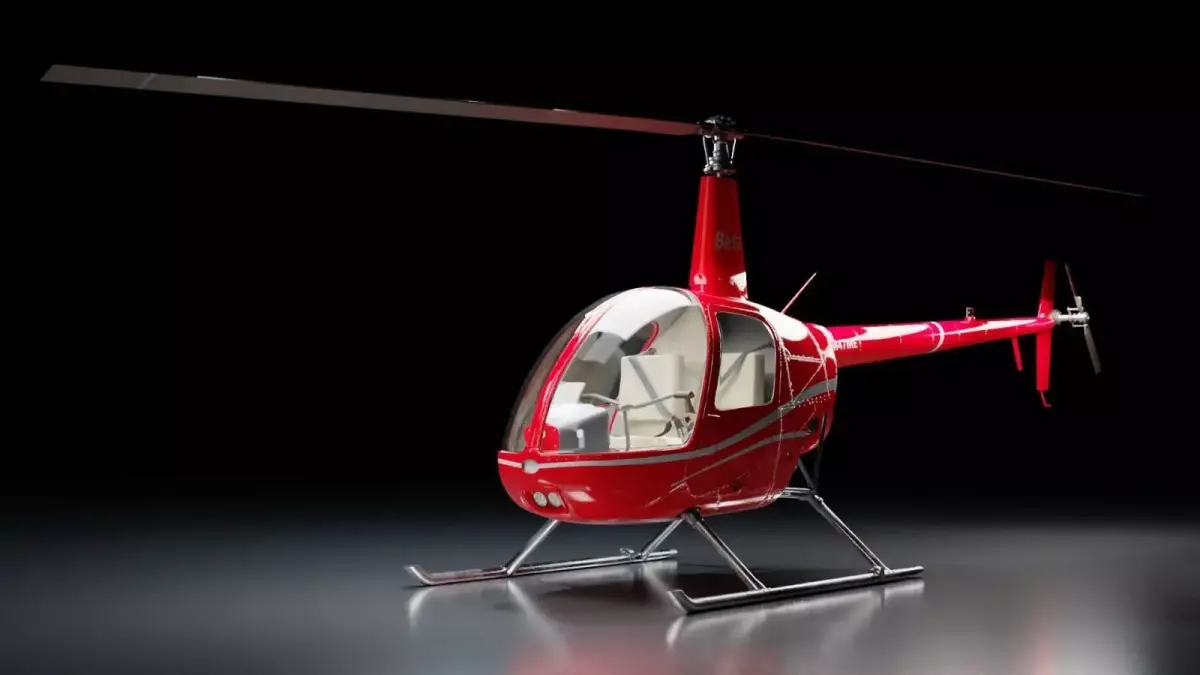 Helicopter Robinson-R22-1979 Low-poly 3D model